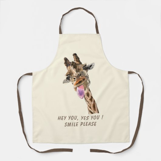 Speelse Giraffe Funny Schort Glimlach - Aangepaste (Voorkant)