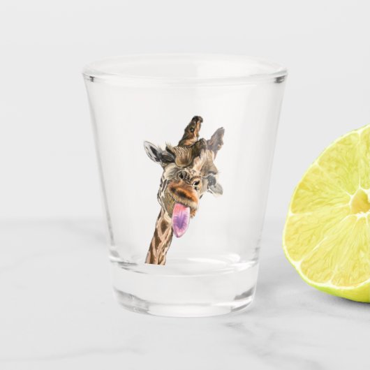 Speelse Giraffe Funny Shot Glass Glas (Voorkant)