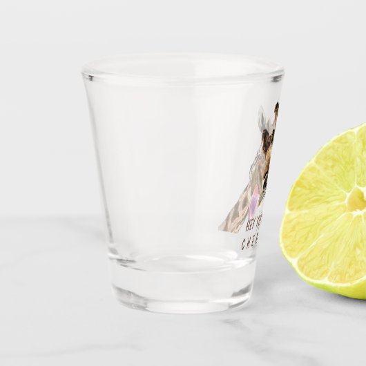 Speelse Giraffe Funny Shot Glass juicht Jouw tekst Shot Glas (Links)