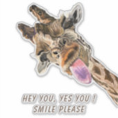 Speelse Giraffe Funny Sticker Smile - aangepaste t (Voorkant)