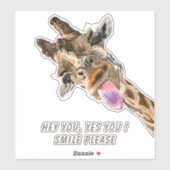 Speelse Giraffe Funny Sticker Smile - aangepaste t (Vel)