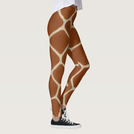 Speelse Giraffe Halloween Print Warm Brown Cream Leggings (Rechts)
