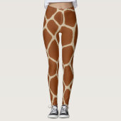 Speelse Giraffe Halloween Print Warm Bruin Crème  Leggings (Voorkant)