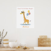 Speelse Giraffe - Kwekerij Schattige Doodle Animal Poster (Keuken)