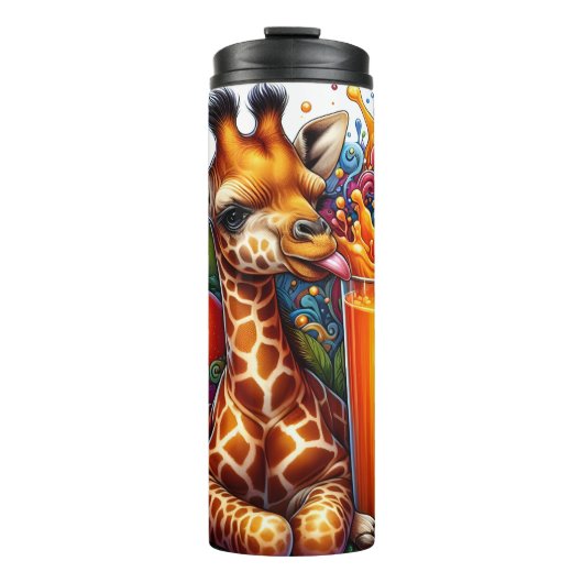 Speelse Giraffe Levendig vruchtensap Thermosbeker (Voorkant)
