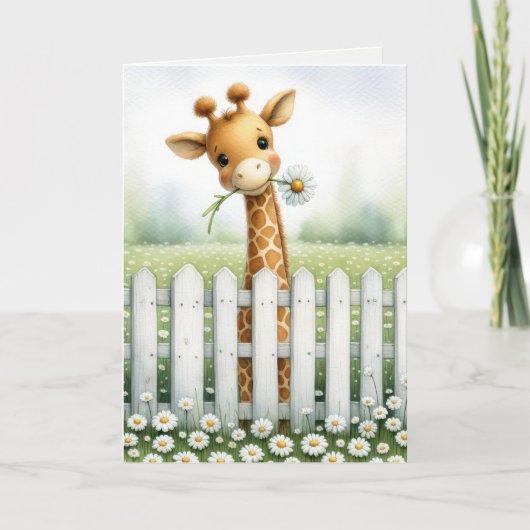 Speelse Giraffe met Daisy Kaart (Voorkant)