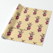 Speelse Giraffe Stroll Cadeaupapier (Uitgerold)