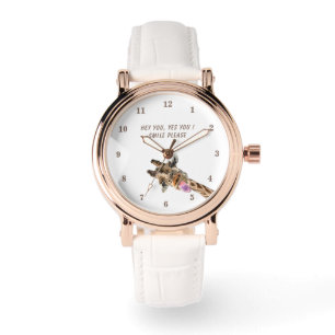 Speelse Giraffe Tong Uit Horloge Glimlach - Jouw T