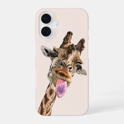 Speelse Giraffe Tong Uit iPhone 16 Hoesje (Achterkant)