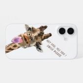 Speelse Giraffe Tongue Out met tekst die je leuk v iPhone 16 Hoesje (Achterkant horizontaal)