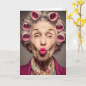 Speelse glamour in roze rollers kaart (Gele Bloem)