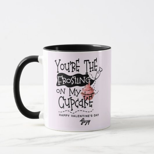 Speelse glazuur op mijn Cupcake Valentijnsmok Mok (Links)