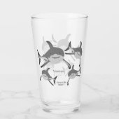 Speelse glimlachende haai Ocean Life Illustratie Glas (Achterkant)