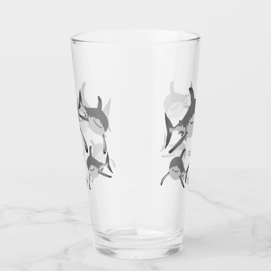 Speelse glimlachende haai Ocean Life Illustratie Glas (Rechts)