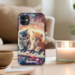 Speelse glitter hart Kittens op piano Case-Mate iPhone Case