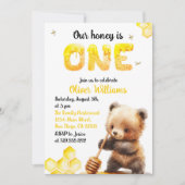 Speelse Golden Bee-Theme Beer Een Jaar Verjaardag Kaart (Voorkant)