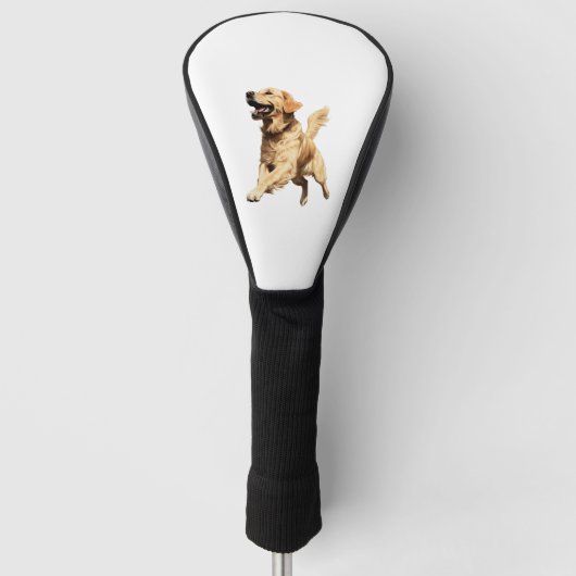 Speelse Golden Retriever Puppy - Vrolijke Pet Illu Golfheadcover (Voorkant)