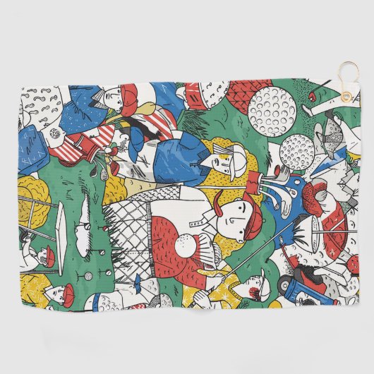 Speelse golfkunst met  vibes golfhanddoek (Horizontaal)