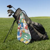 Speelse golfkunst met  vibes golfhanddoek (Groen)