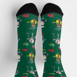 Speelse golfpersonages voor sportliefhebbers sokken