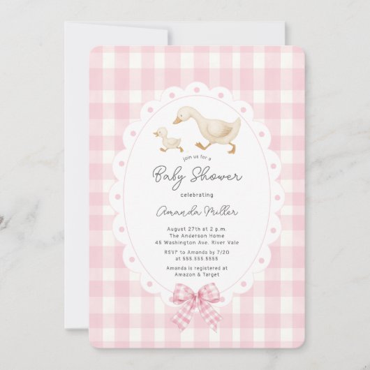 Speelse Goose Baby shower Uitnodiging (Voorkant)