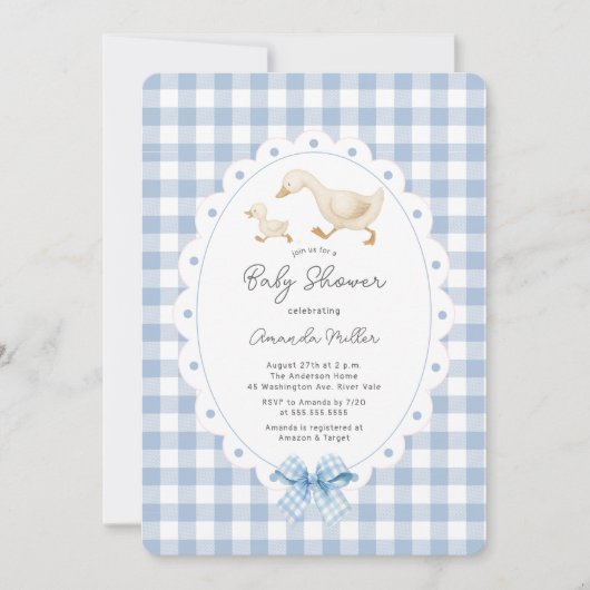 Speelse Goose Baby shower Uitnodiging (Voorkant)