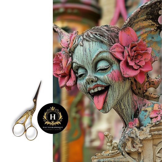 Speelse Gotische Gargoyle Floral Crown Decoupage Tissuepapier