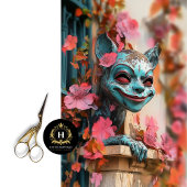 Speelse Gotische Gargoyle Roze Bloemen Decoupage Tissuepapier