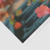 Speelse Gotische Gargoyle Roze Bloemen Decoupage Tissuepapier (Detail)