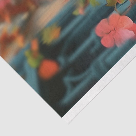 Speelse Gotische Gargoyle Roze Bloemen Decoupage Tissuepapier (Detail)