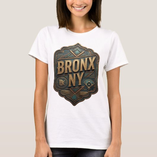 Speelse Goud BRONX NY Statement T-shirt (Voorkant)