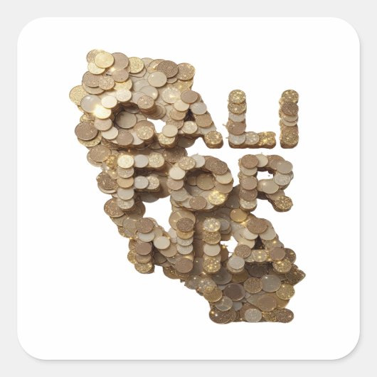 Speelse Goud CALIFORNIË Sticker Ontwerp (Voorkant)