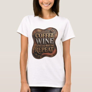 Speelse Goud COFFIE WIJN ESPRESSO MARTINI HERHALIN T-shirt