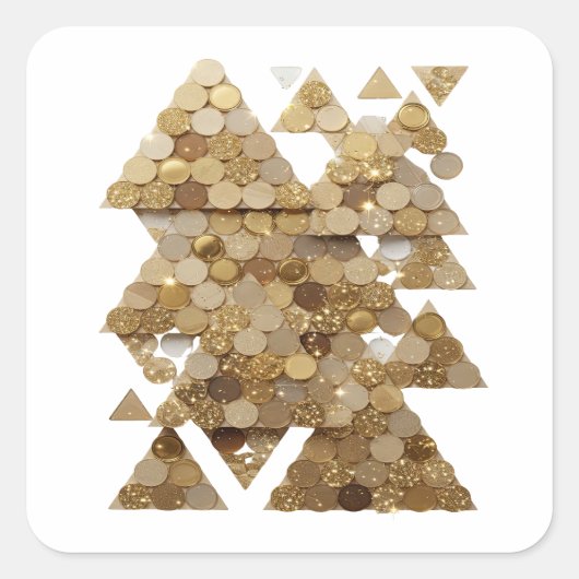 Speelse Goud GOUDEN BOOM Decal ontwerp Vierkante Sticker (Voorkant)