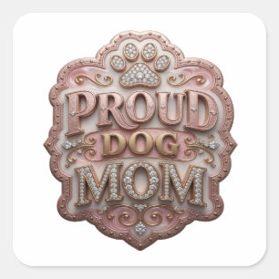 Speelse Goud PROUD DOG MOM Vierkante Sticker