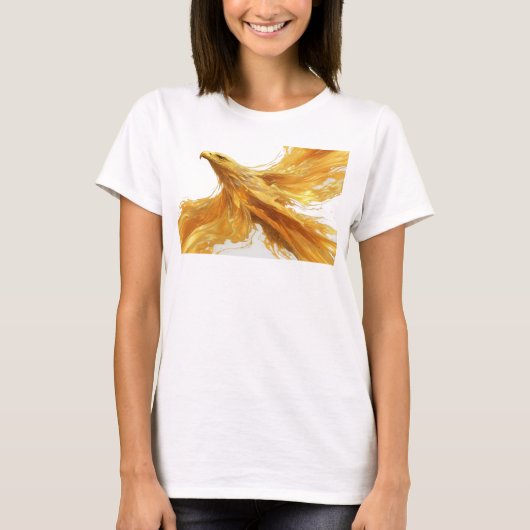 Speelse Gouden Abstracte Adelaar Kunstcompositie T-shirt (Voorkant)