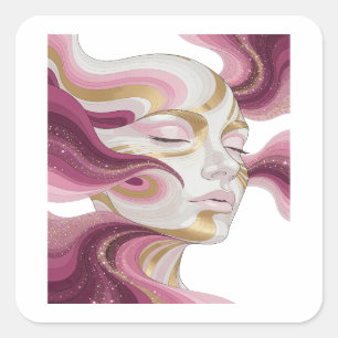 Speelse Gouden Abstracte Sticker Afdruk