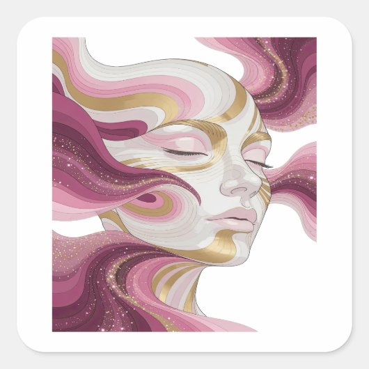 Speelse Gouden Abstracte Sticker Afdruk (Voorkant)