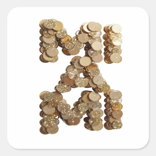 Speelse Gouden Abstracte Vierkante Sticker (Voorkant)