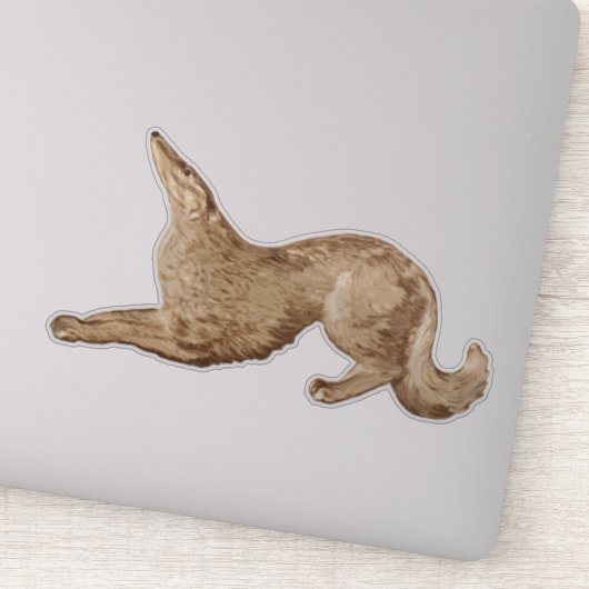 Speelse Gouden Borzoi Uitknipbare Vinyl Sticker (Detail)