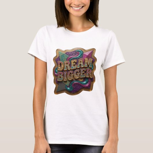 Speelse Gouden DROOM GROTER Tee T-shirt (Voorkant)
