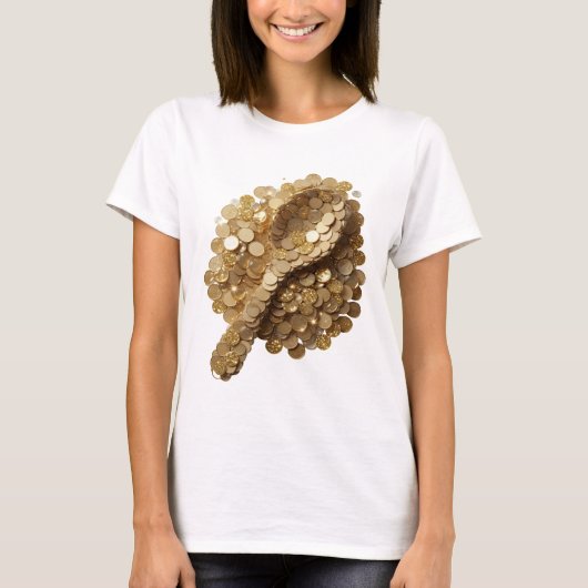 Speelse Gouden GEMS OF ABUNDANCE Statement Ontwerp T-shirt (Voorkant)