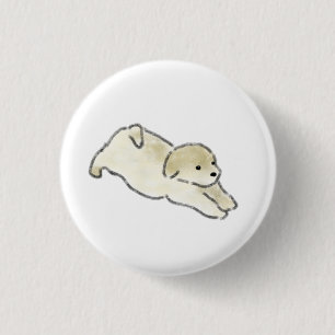 Speelse Gouden Pup Die Strekt Minimalistisch Cadea Ronde Button 3,2 Cm