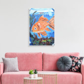 Speelse Goudvis in Glazen Kom Canvas Afdruk (Insitu (Woonkamer))