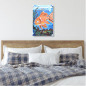 Speelse Goudvis in Glazen Kom Canvas Afdruk (Insitu (Slaapkamer))