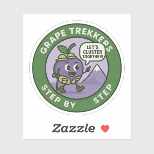 Speelse Grape Hiker Trail Vriendschap Sticker (Vel)