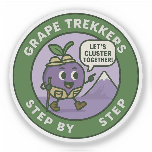 Speelse Grape Hiker Trail Vriendschap Sticker (Voorkant)