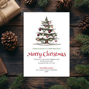 Speelse Grappige Kerstboom Digitale Groet Feestdagenkaart