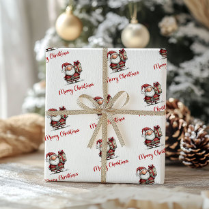 Speelse grappige kerstman cartoon kerst verpakking cadeaupapier