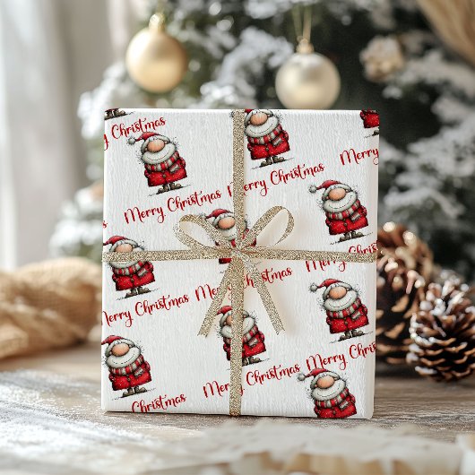 Speelse grappige kerstman fantasie inpakpapier